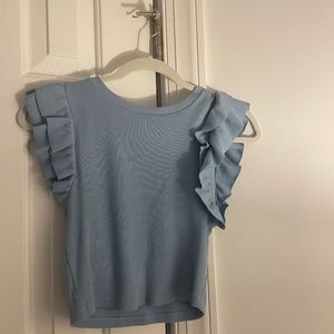 Zara Ruffle Top Medium Carolina Blue